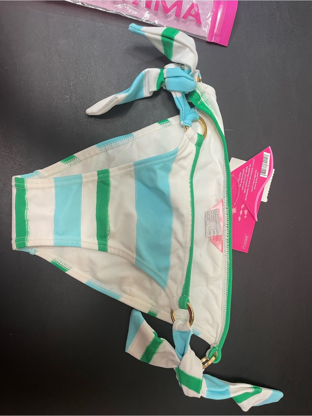 NWT Cia. Marítima Brazilian Bikini Bottom Size P/S (38) Green/Blue Stripe